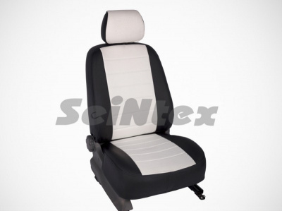 Mitsubishi ASX (10–/13–) Чехлы на сиденья (экокожа), цвет - чёрный + белый