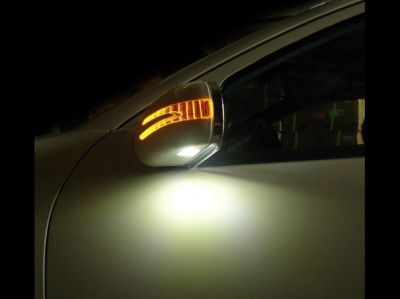 Mercedes ML W166 (2012-) корпуса боковых зеркал под покраску, со светодиодными поворотниками и подсветкой Welcome, дизайн SL-class, комплект 2 шт.